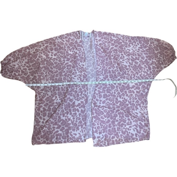 Pink Leopard Print Sheer Chiffon Kimono Topper Plus Size 1X - Picture 2 of 4